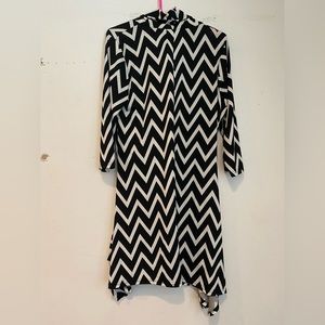 Cowl neck black and white dress